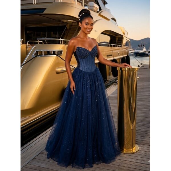 Y695C - QYN Arlette Trinity Navy Blue Gown