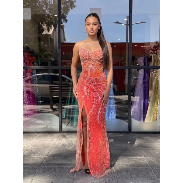 Y763 - QYN Oriana Marie Tangerine Gown