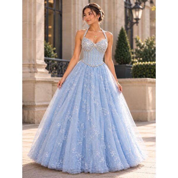 Y775 - QYN Heaven Jewell Light Blue Gown