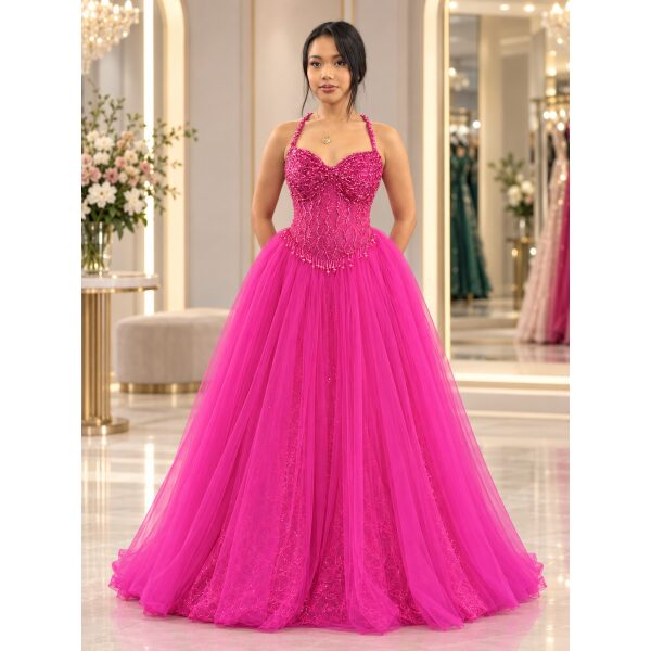 Y779 - QYN Celia Adele Fuchsia Gown