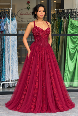 Polished Burgundy Boutique Ballgown